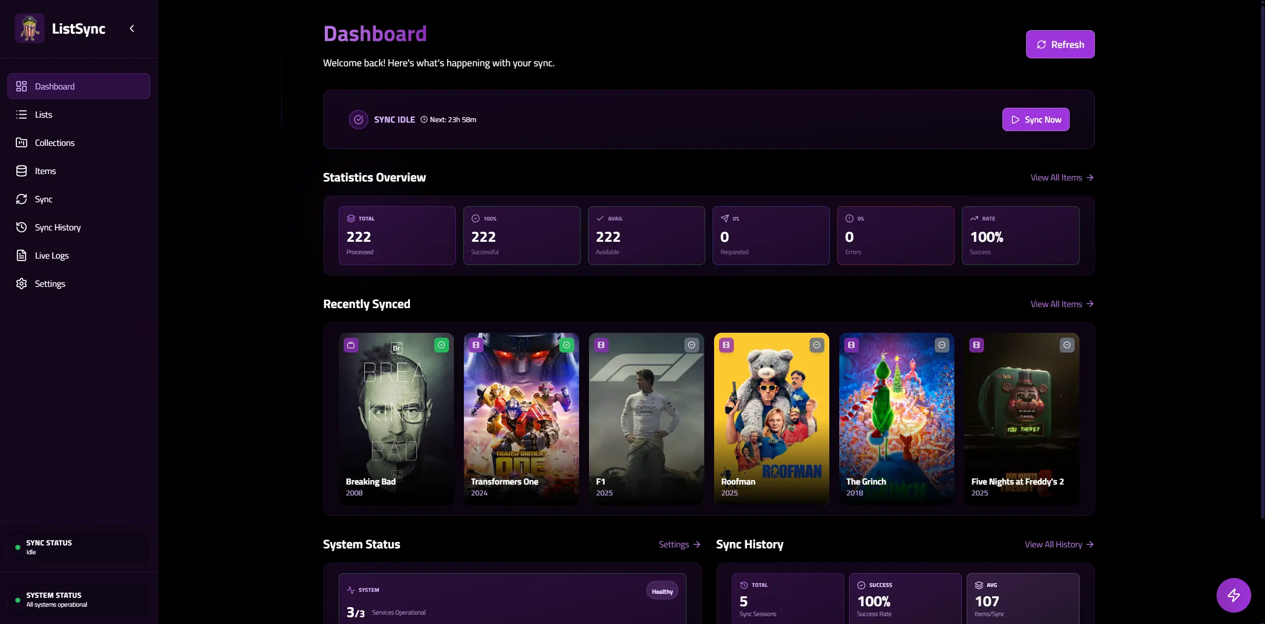 ListSync Web Dashboard