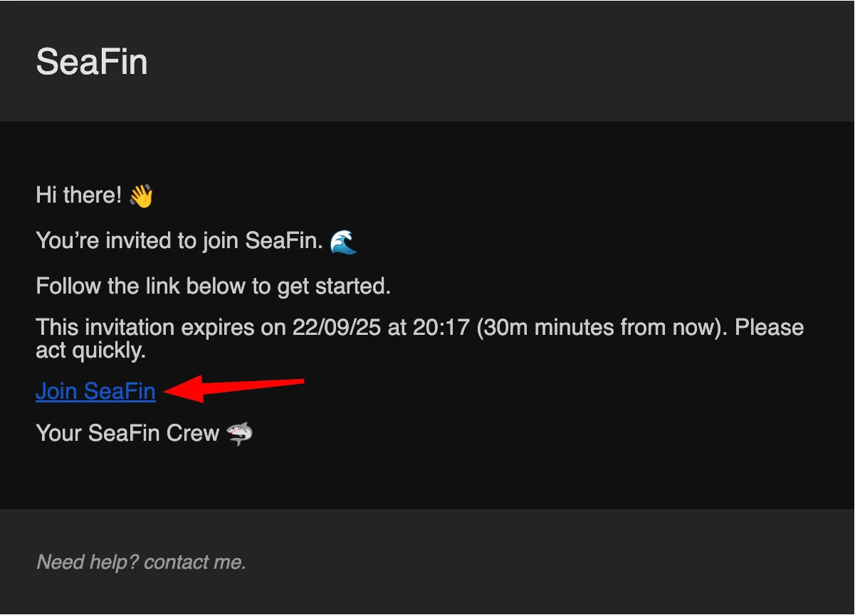 Invitation email example