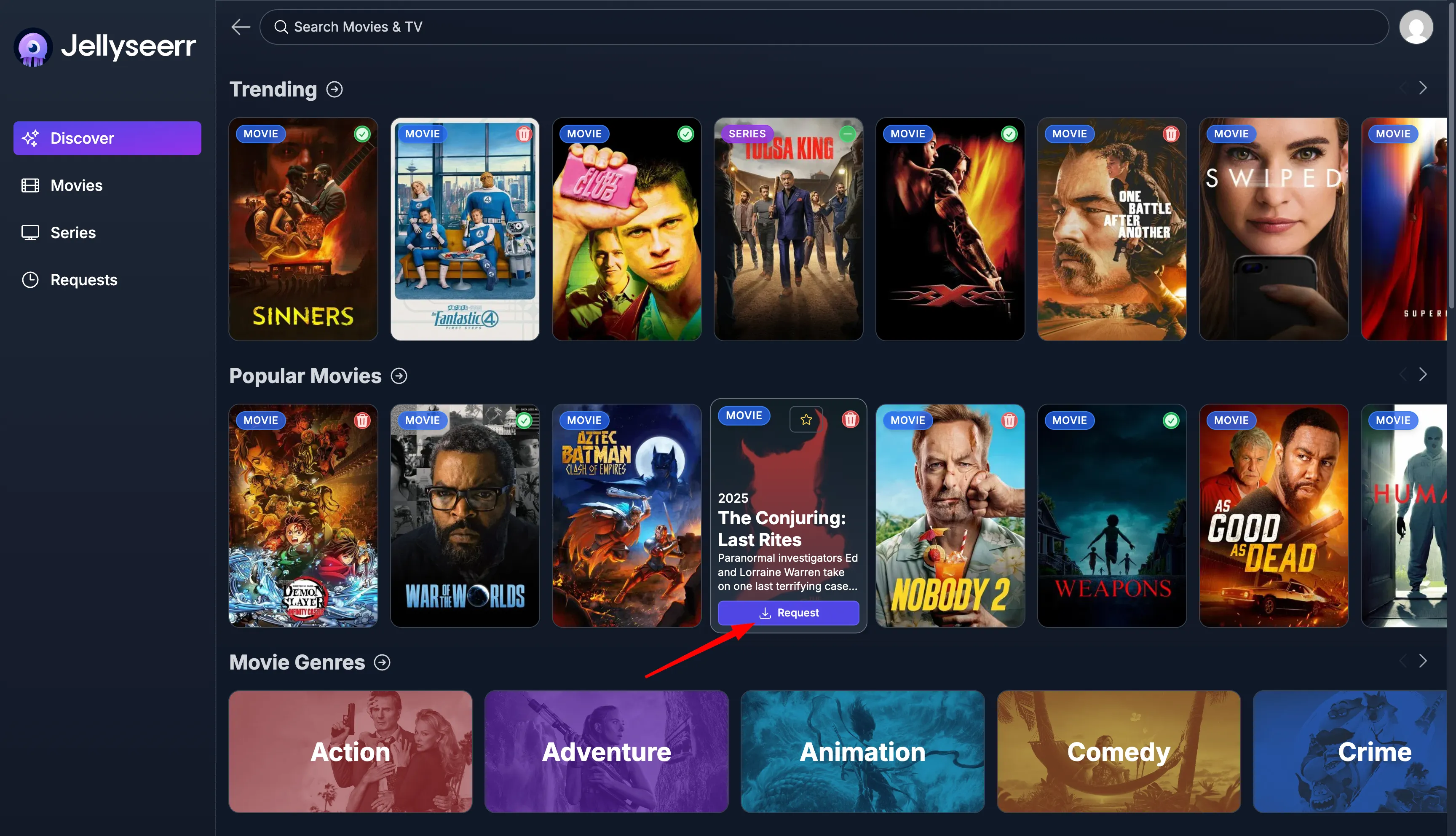 Jellyseerr request interface