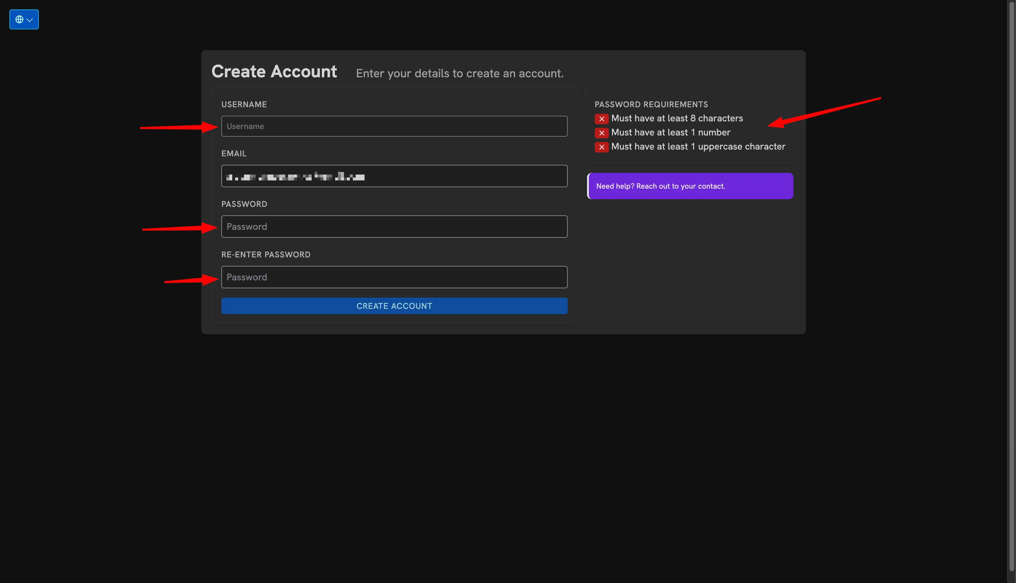 Account creation flow